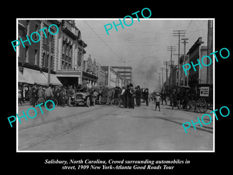 OLD LARGE HISTORIC PHOTO OF SALISBURY NORTH CAROLINA, THE 1909 NY-A MOTOR TOUR