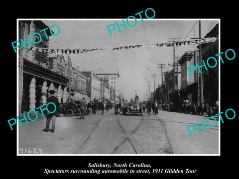 OLD LARGE HISTORIC PHOTO OF SALISBURY NORTH CAROLINA, 1911 GLIDDEN MOTOR TOUR