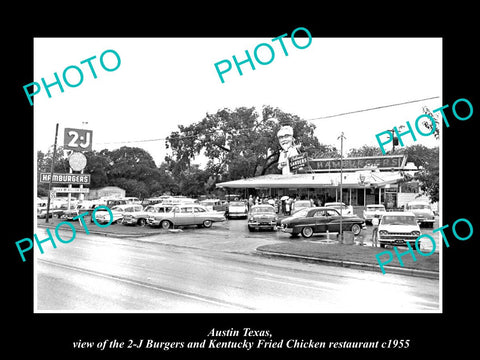 OLD LARGE HISTORIC PHOTO OF AUSTIN TEXAS, THE KENTUCKY FRIED CHICKEN STORE c1955