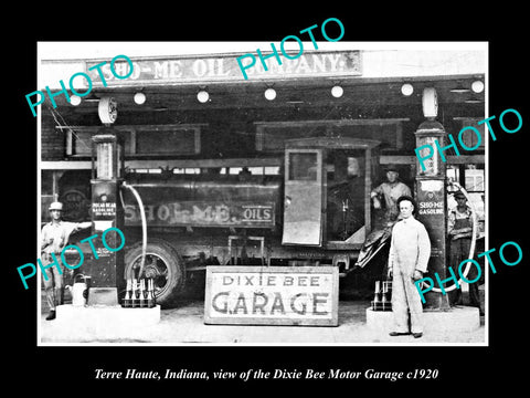 OLD LARGE HISTORIC PHOTO OF TERRE HAUTE INDIANA, THE DIXIE BEE MOTOR GARAGE 1920