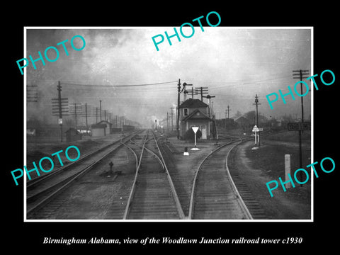 OLD LARGE HISTORIC PHOTO OF BIRMINGHAM ALABAMA, THE W/J RAILROAD TOWER c1930