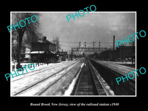 OLD LARGE HISTORIC PHOTO OF BOUND BROOK NEW JERSEY, THE RAILROAD STATION c1940