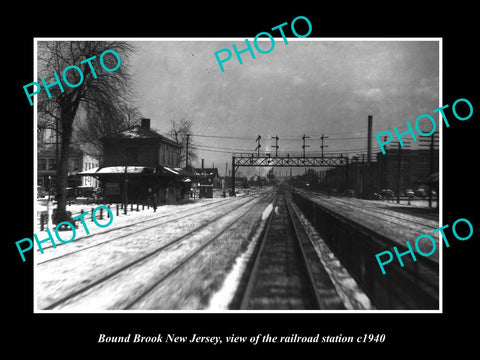 OLD LARGE HISTORIC PHOTO OF BOUND BROOK NEW JERSEY, THE RAILROAD STATION c1940