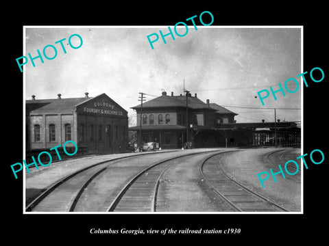 OLD LARGE HISTORIC PHOTO OF COLUMBUS GEORGIA, THE RAILROAD STATION c1930