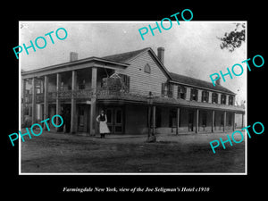 OLD LARGE HISTORIC PHOTO OF FARMINGDALE NEW YORK, THE SELIGMANS HOTEL c1910