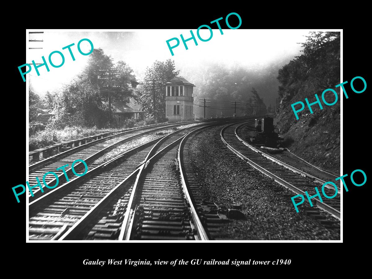 OLD LARGE HISTORIC PHOTO OF GAULEY WEST VIRGINIA, THE GU RAILROAD TOWER c1940
