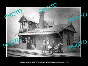 OLD LARGE HISTORIC PHOTO OF GUILDERLAND NEW YORK, FULLERS RAILROAD DEPOT c1920