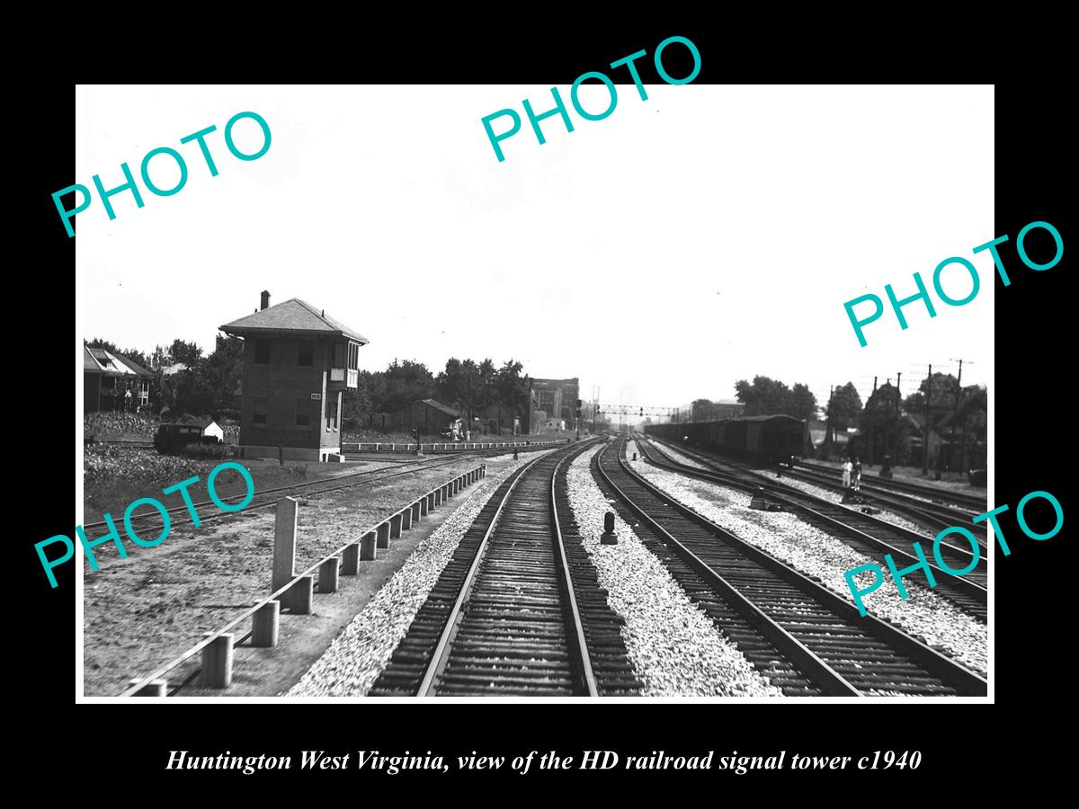 OLD LARGE HISTORIC PHOTO OF HUNTINGTON WEST VIRGINIA, THE HD RAILROAD TOWER 1940