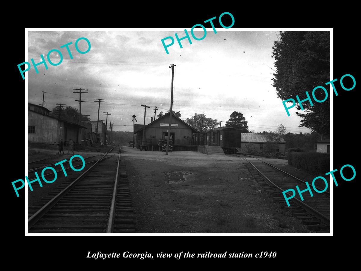 OLD LARGE HISTORIC PHOTO OF LAFAYETTE GEORGIA, THE RAILROAD STATION c1940