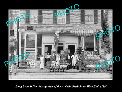 OLD LARGE HISTORIC PHOTO OF LONG BRANCH NEW JERSEY, THE CELLA FRUIT SHOP c1890