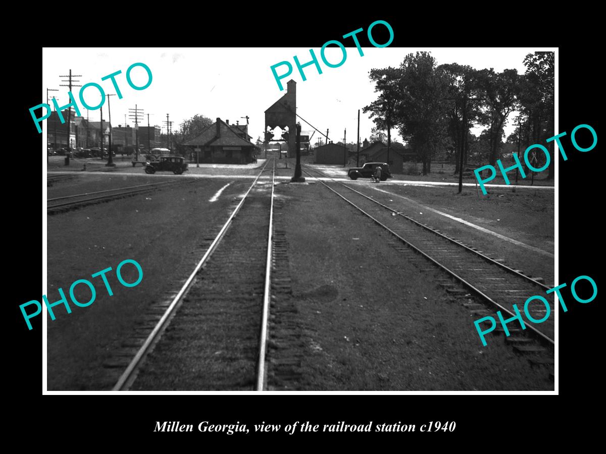 OLD LARGE HISTORIC PHOTO OF MILLEN GEORGIA, THE RAILROAD STATION c1940