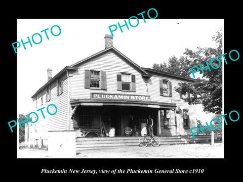 OLD LARGE HISTORIC PHOTO OF PLUCKEMIN NEW JERSEY, VIEW OF THE GENERAL STORE 1910