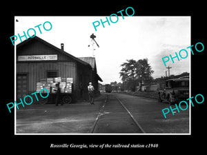 OLD LARGE HISTORIC PHOTO OF ROSSVILLE GEORGIA, THE RAILROAD STATION c1940