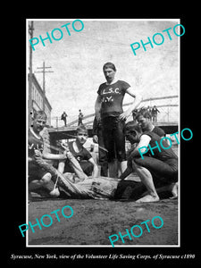 OLD LARGE HISTORIC PHOTO OF SYRACUSE NEW YORK, SYRACUSE LIFE SAVING TEAM c1890