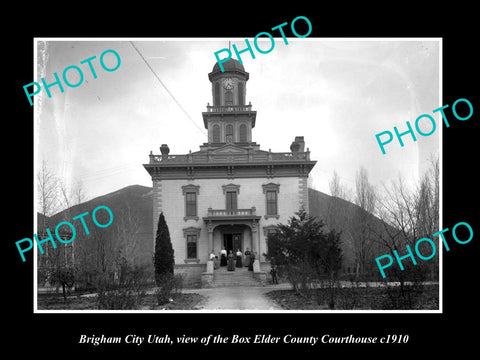 OLD LARGE HISTORIC PHOTO OF BRIGHAM CITY UTAH, THE BOX ELDER COURT HOUSE c1910