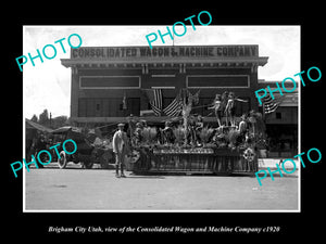 OLD LARGE HISTORIC PHOTO OF BRIGHAM CITY UTAH, THE WAGON & MACHINE Co c1920