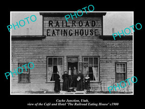 OLD LARGE HISTORIC PHOTO OF CACHE JUNCTION UTAH, THE RAILROAD EATING HOUSE c1900