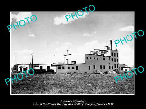 OLD LARGE HISTORIC PHOTO OF EVANSTON WYOMING, THE BECKER BREWERY PLANT c1940