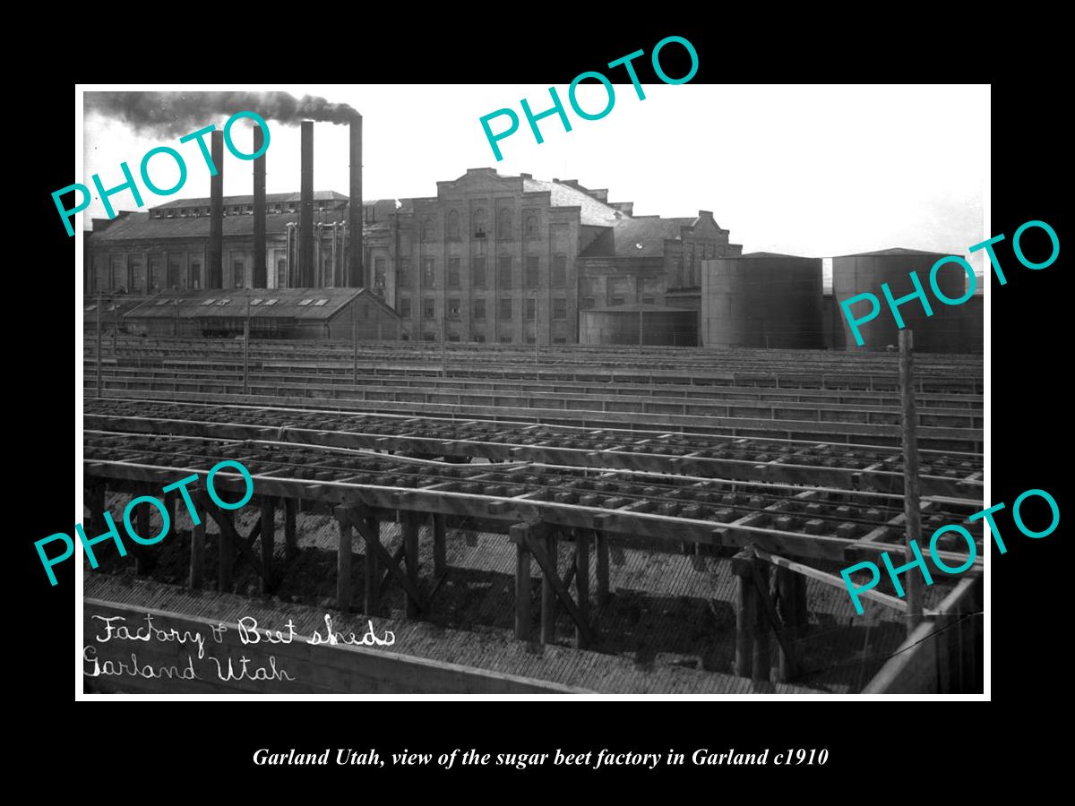 OLD LARGE HISTORIC PHOTO OF GARLAND UTAH, THE SUGAR BEET FACTORY c1910