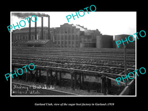 OLD LARGE HISTORIC PHOTO OF GARLAND UTAH, THE SUGAR BEET FACTORY c1910