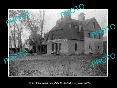 OLD LARGE HISTORIC PHOTO OF OGDEN UTAH, THE BECKER BREWERY PLANT c1895