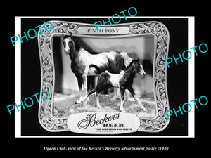 OLD LARGE HISTORIC PHOTO OF OGDEN UTAH, THE BECKER BREWERY BEER POSTER c1940 2