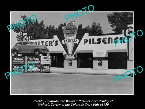 OLD LARGE HISTORIC PHOTO OF PUEBLO COLORADO, THE WALTER BREWERY TAVERN c1950