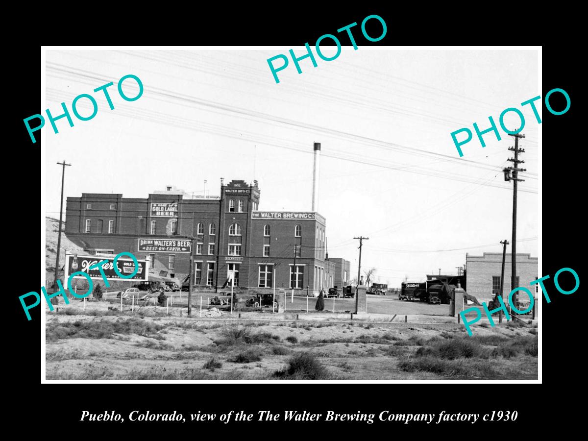 OLD LARGE HISTORIC PHOTO OF PUEBLO COLORADO, THE WALTER BREWERY PLANT c1930