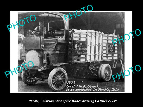 OLD LARGE HISTORIC PHOTO OF PUEBLO COLORADO, THE WALTER BREWERY TRUCK c1909