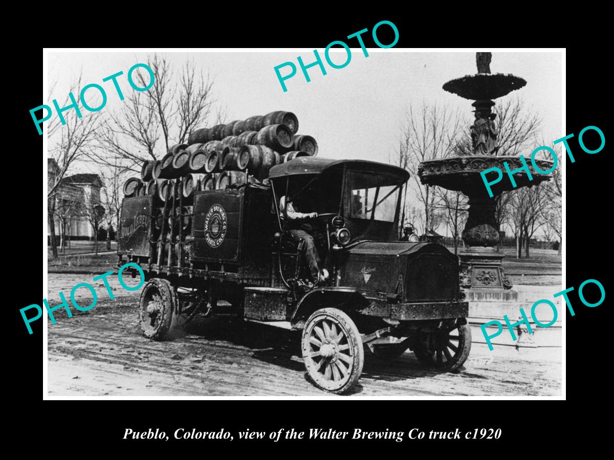 OLD LARGE HISTORIC PHOTO OF PUEBLO COLORADO, THE WALTER BREWERY TRUCK c1920 1