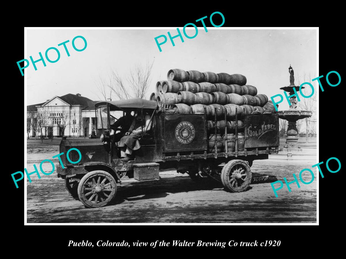 OLD LARGE HISTORIC PHOTO OF PUEBLO COLORADO, THE WALTER BREWERY TRUCK c1920 2