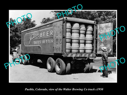 OLD LARGE HISTORIC PHOTO OF PUEBLO COLORADO, THE WALTER BREWERY TRUCK c1950 2