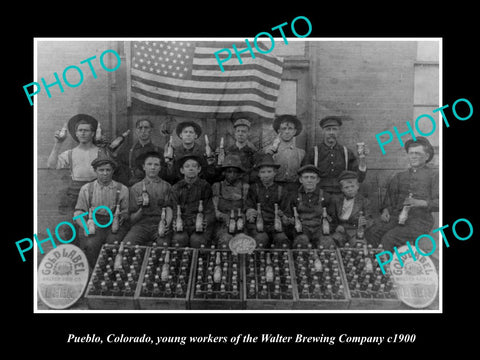 OLD LARGE HISTORIC PHOTO OF PUEBLO COLORADO, THE WALTER BREWERY WORKERS c1900