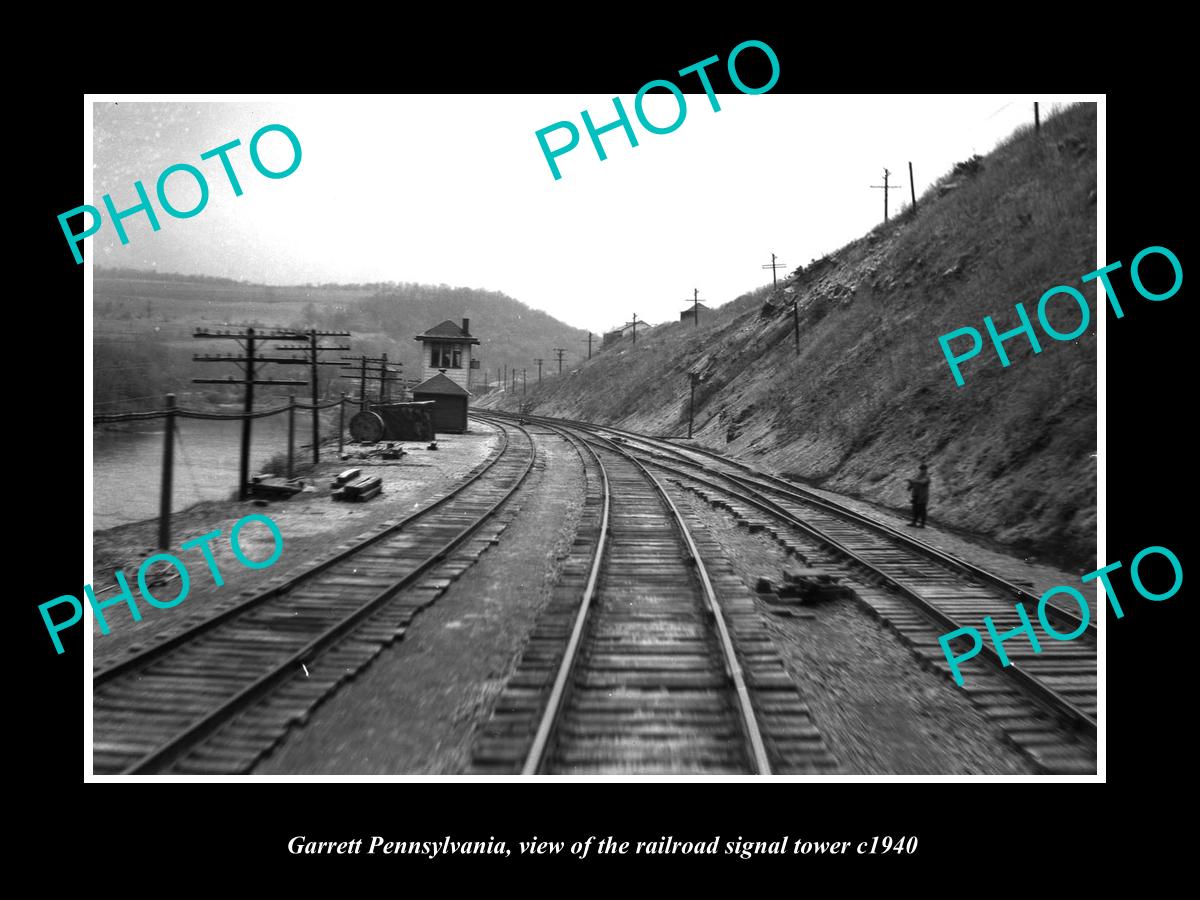 OLD LARGE HISTORIC PHOTO OF GARRETT PENNSYLVANIA, THE RAILROAD TOWER c1940