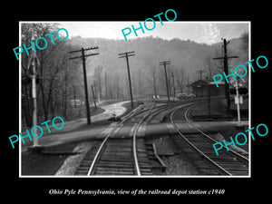 OLD LARGE HISTORIC PHOTO OF OHIO PYLE PENNSYLVANIA RAILROAD DEPOT STATION c1940