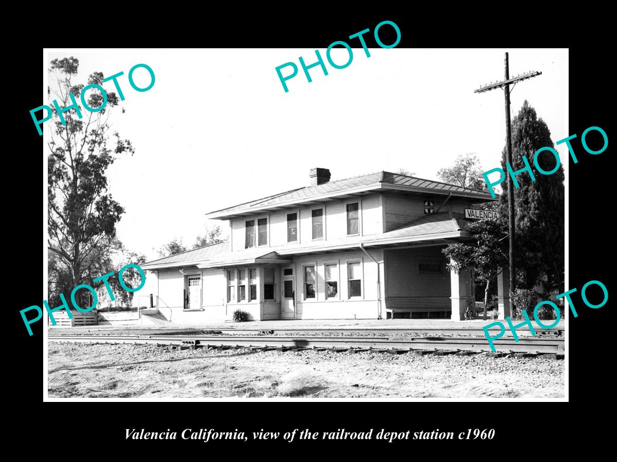 OLD LARGE HISTORIC PHOTO OF VALENCIA CALIFORNIA RAILROAD DEPOT STATION c1960