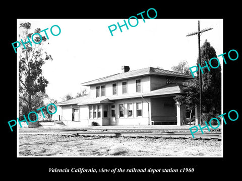 OLD LARGE HISTORIC PHOTO OF VALENCIA CALIFORNIA RAILROAD DEPOT STATION c1960