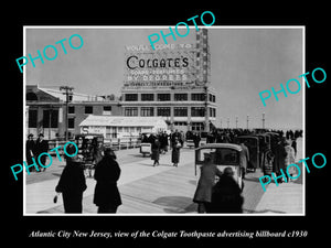 OLD HISTORIC PHOTO OF ATLANTIC CITY NEW JERSEY COLGATE TOOTHPASTE BILLBOARD 1930