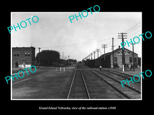 OLD LARGE HISTORIC PHOTO OF GRAND ISLAND NEBRASKA, THE RAILROAD STATION c1940