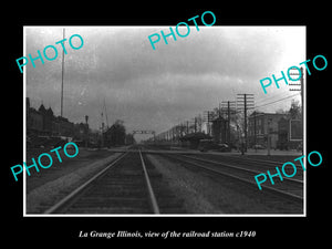 OLD LARGE HISTORIC PHOTO OF LA GRANGE ILLINOIS, THE RAILROAD DEPOT STATION c1940