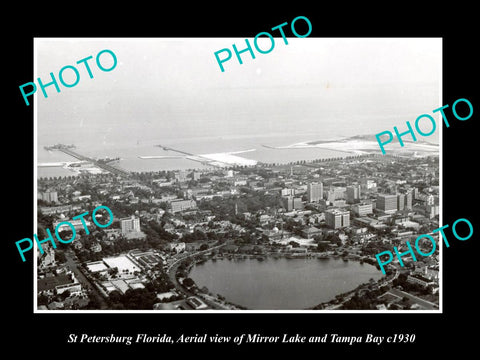 OLD LARGE HISTORIC PHOTO OF ST PETERSBURG FLORIDA, AERIAL VIEW OF THE CITY c1930