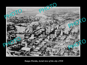 OLD LARGE HISTORIC PHOTO OF TAMPA FLORIDA, AERIAL VIEW OF THE CITY c1930