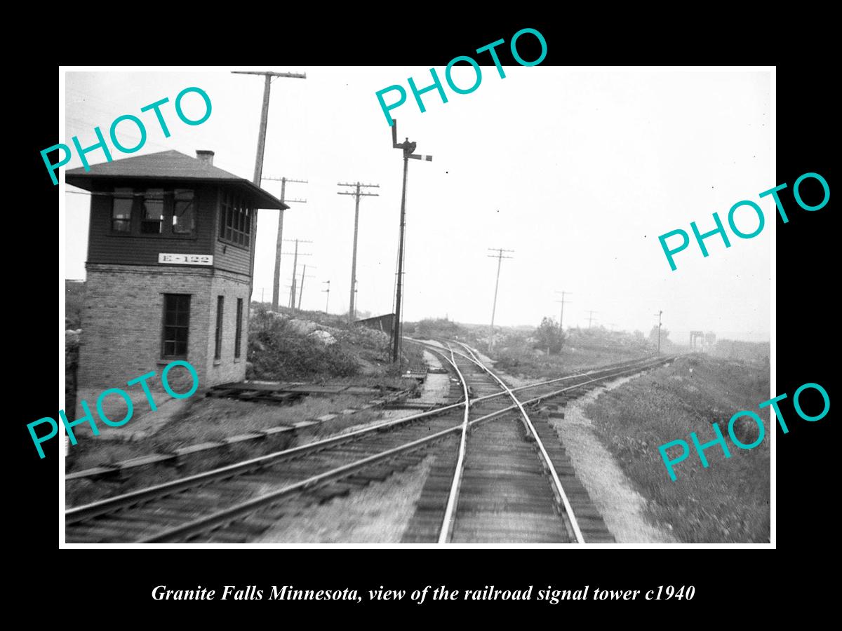 OLD LARGE HISTORIC PHOTO OF GRANITE FALLS MINNESOTA, THE RAILROAD TOWER c1940