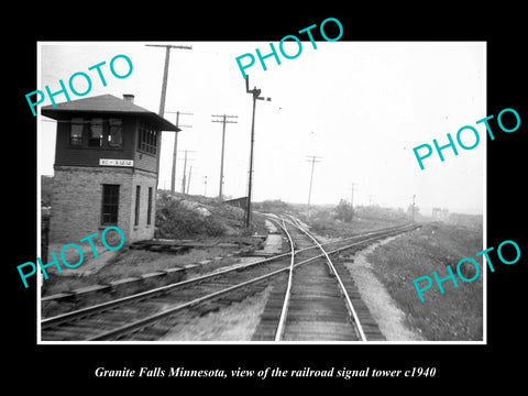 OLD LARGE HISTORIC PHOTO OF GRANITE FALLS MINNESOTA, THE RAILROAD TOWER c1940