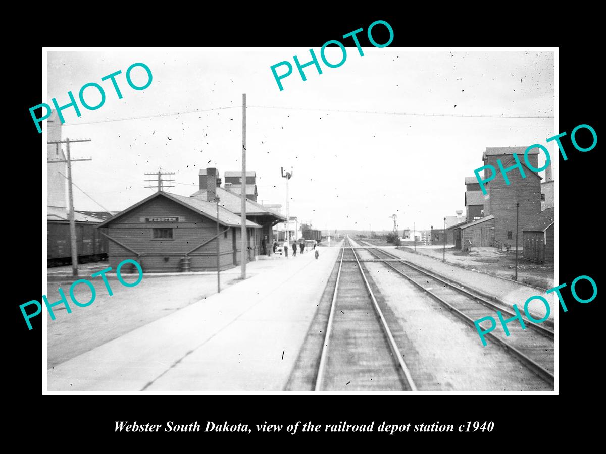 OLD LARGE HISTORIC PHOTO OF WEBSTER SOUTH DAKOTA RAILROAD DEPOT STATION c1940