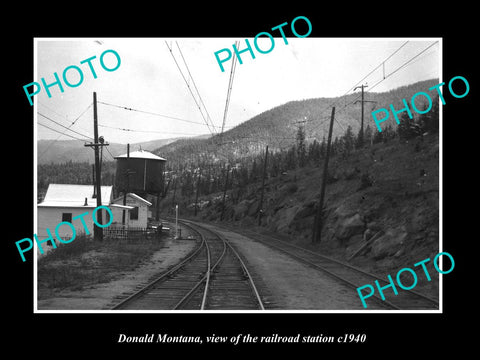 OLD LARGE HISTORIC PHOTO OF DONALD MONTANA, THE RAILROAD DEPOT STATION c1940