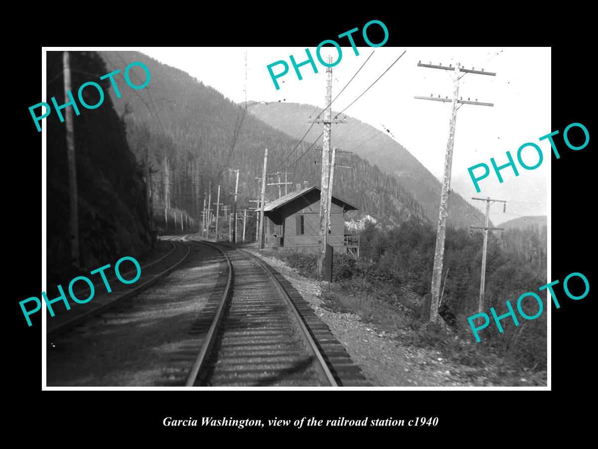 OLD LARGE HISTORIC PHOTO OF GARCIA WASHINGTON, THE RAILROAD DEPOT STATION c1940