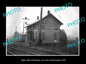 OLD LARGE HISTORIC PHOTO OF MAPLE VALLEY WASHINGTON RAILROAD DEPOT STATION c1940