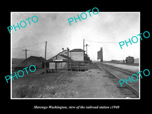 OLD LARGE HISTORIC PHOTO OF MARENGO WASHINGTON, THE RAILROAD DEPOT STATION c1940