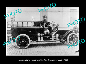 OLD LARGE HISTORIC PHOTO OF NEWNAN GEORGIA, THE FIRE DEPARTMENT TRUCK c1920